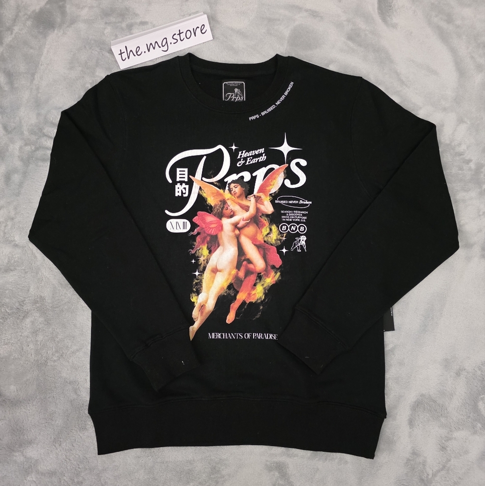 PRPS Black Crewneck Sweatshirt with Graphic Design Men's Sz Medium